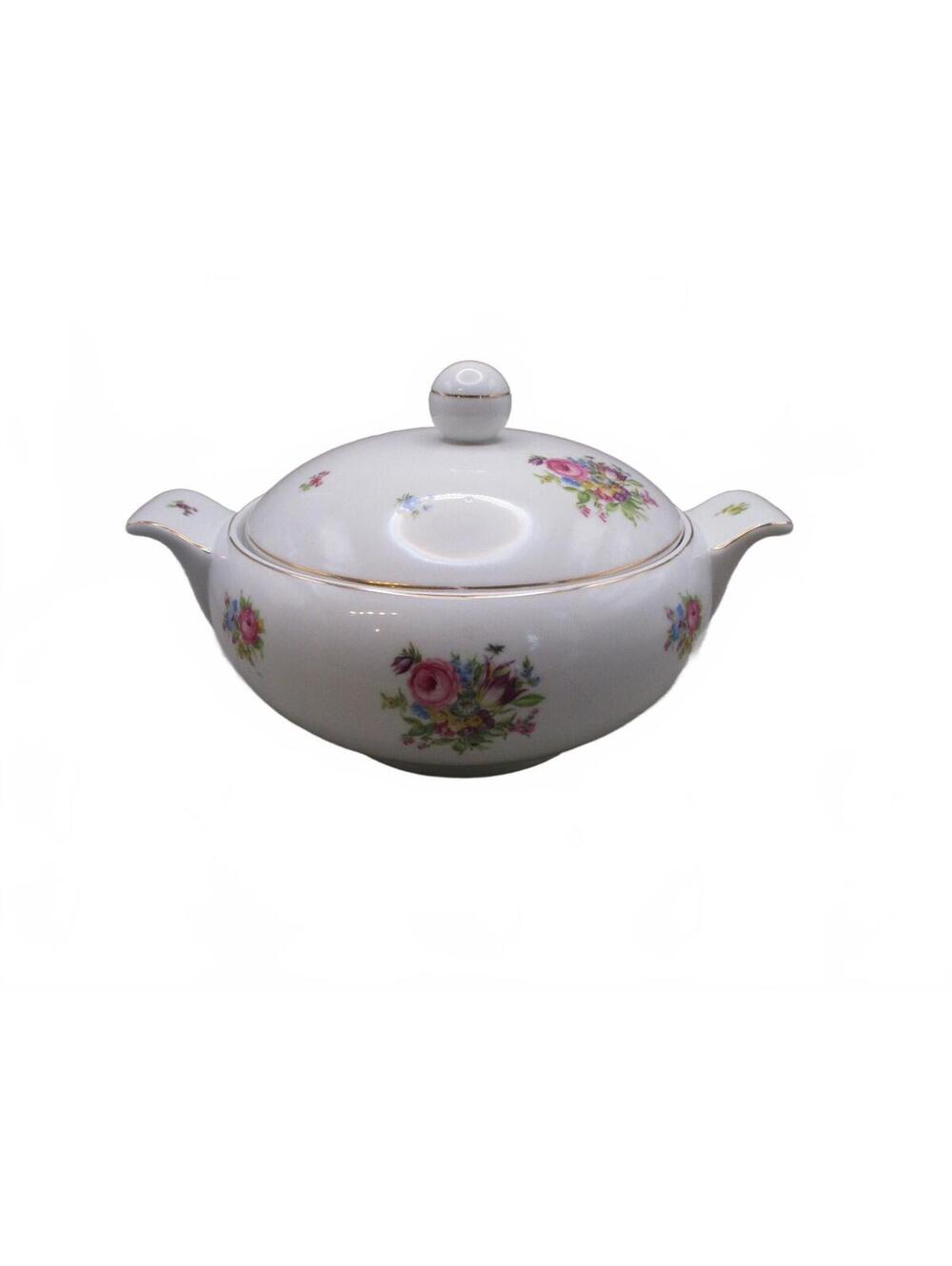 VGT Epiag Czechoslovakia Floral Porcelain Lidded Tureen / Vegetable Bowl